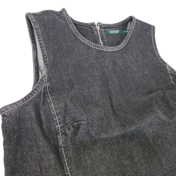 Ralph Lauren Black Stretch Denim Mini Dress With Pockets, Size 12 - Picture 5 of 10